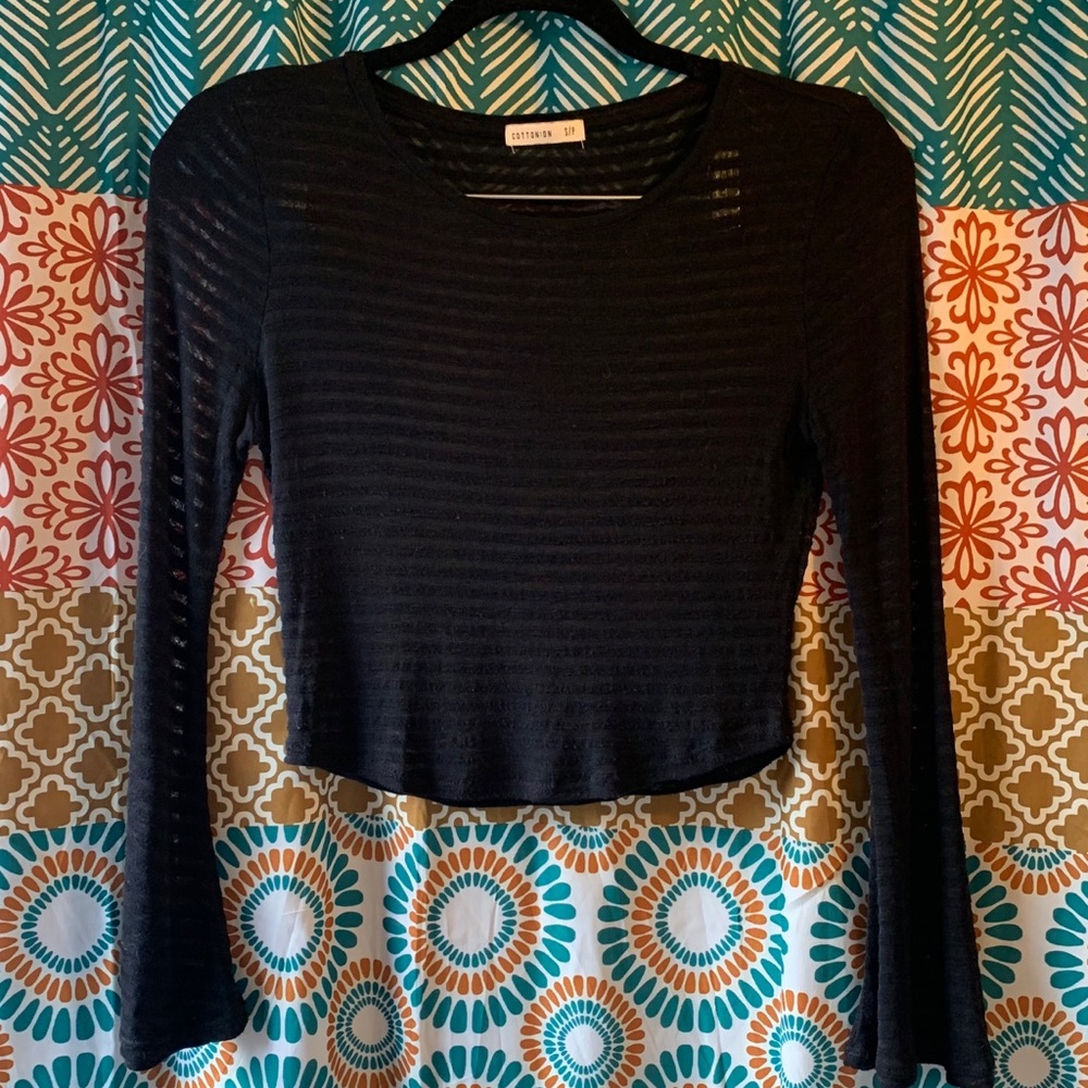 Black Striped Crop Top